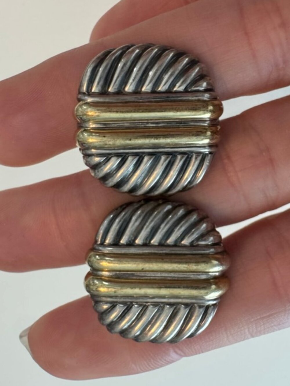 Vintage David Yurman Men’s Sterling Silver & 18K Gold Cable Cufflinks